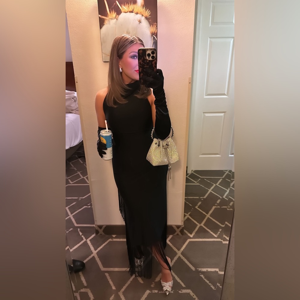 Long Black Satin Gloves